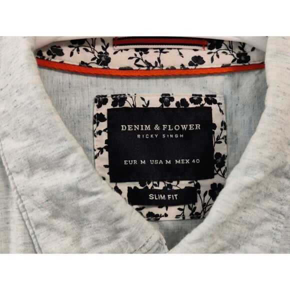 Mens Denim & Flower Ricky Singh Blue-Green Button Down Shirt sz M Slim Fit - Picture 5 of 8